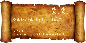 Kubicsek Krisztián névjegykártya