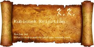 Kubicsek Krisztián névjegykártya